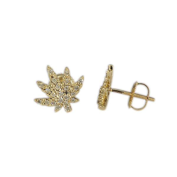 1E3785 - Diamond Leaf Earrings
